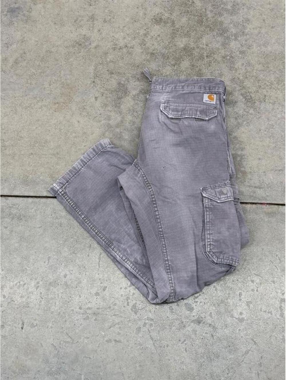 vintage carhartt faded grey relaxed baggy fit cargo pants size 30 x 30